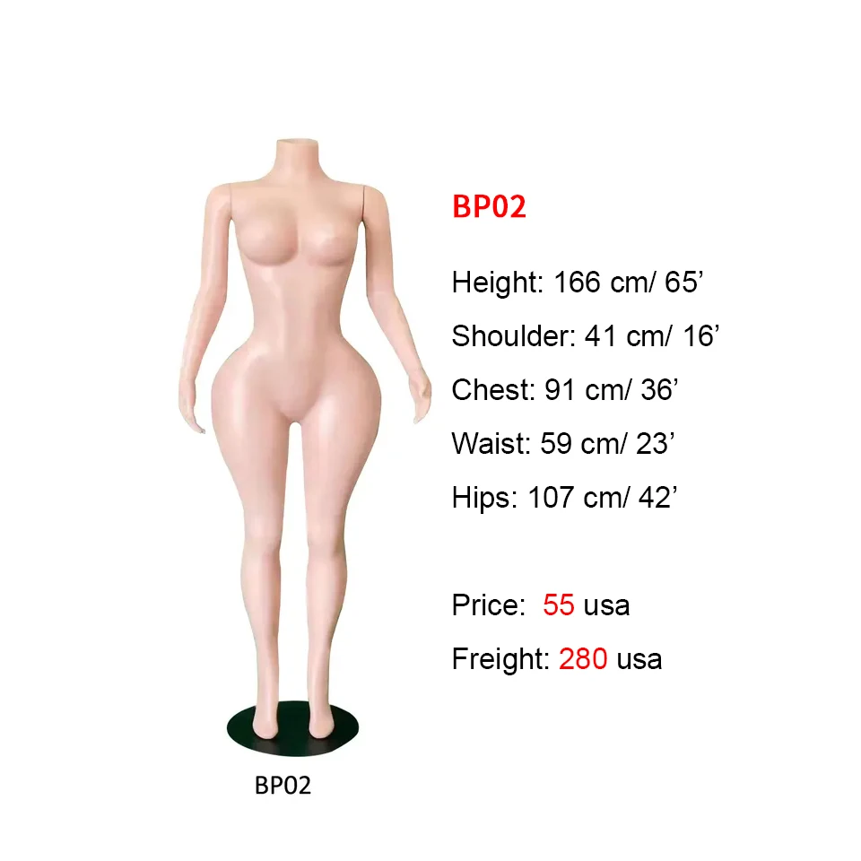 Cheap human body model  Plus size Brazilian female model Curvy figure headless big breasts big butt