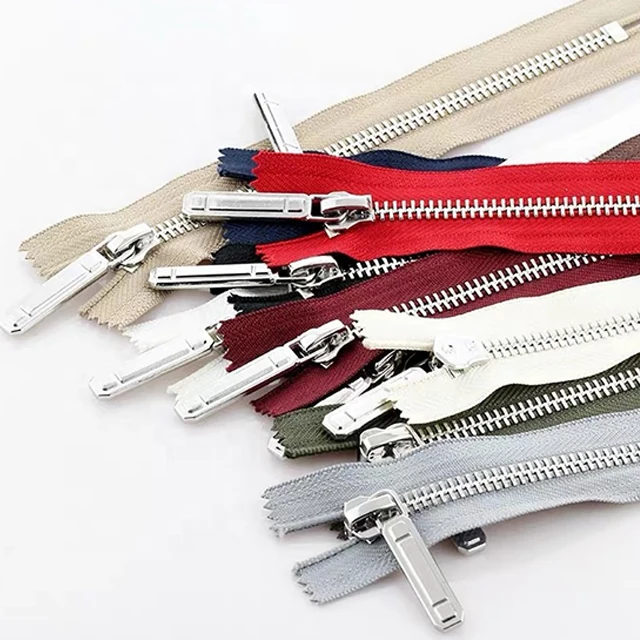 Factory Custom Gold Teeth Metal Zippers  auto lock Close End sliver Zipper Puller in Multiple Colors #3 #5  #8  Garments