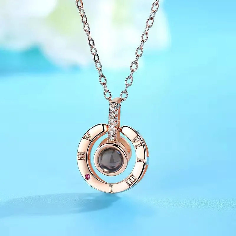 
I LOVE YOU In 100 languages Projection Necklace For Memory Of LOVE Choker Collier 