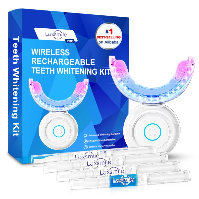 Luxsmile Factory Supply Custom Teeth Whitening System Bleaching Gel Pen Blue Led Light Home Set Home Use Dental Whitening Kit