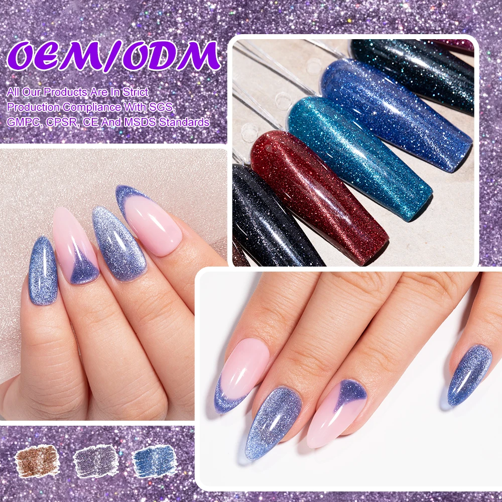 1kg Night Diamond Cateye Gel Magnetic Gel Nail Polish Cat Eye Polish Gel Oem Private Label