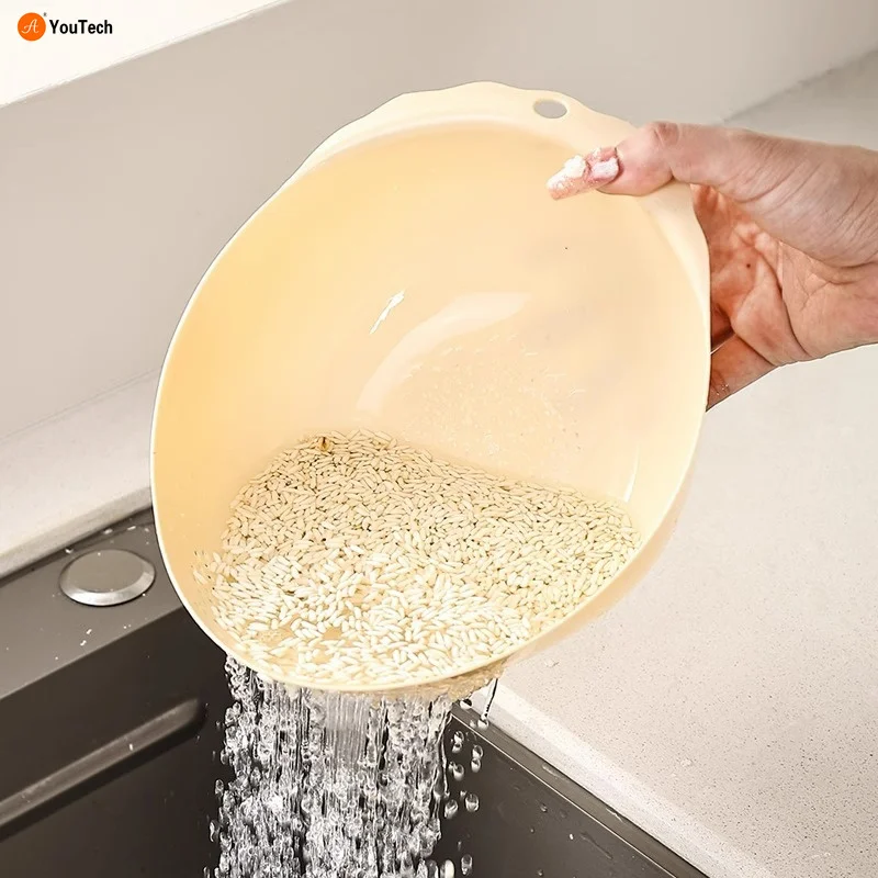 Home rice washing machine bevel drain basket fruit tray washing basket kitchen multi-functional rice washing sieve