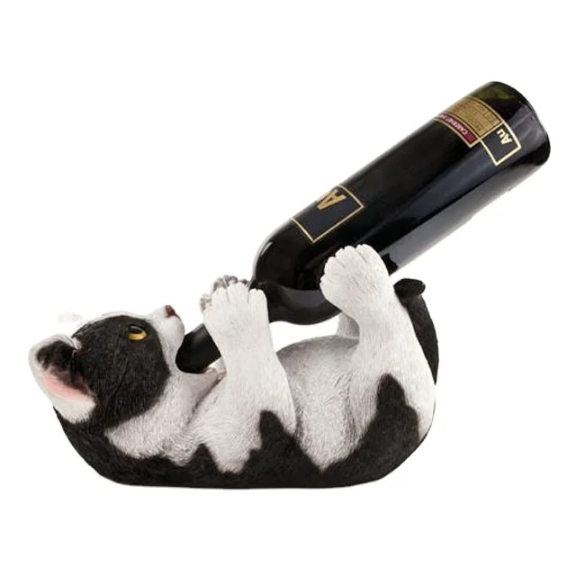 factory direct custom home decor crafts resin wine rack White dog small novelty Wine Bottle Holder