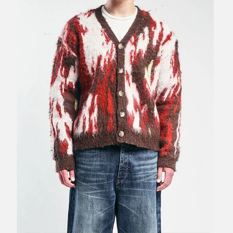 Winter Custom Furry knitwear Alpaca Wool Blend Jumper Winter Knitted Coat Men Warm Pullover Knitted Casual Wear Sweater