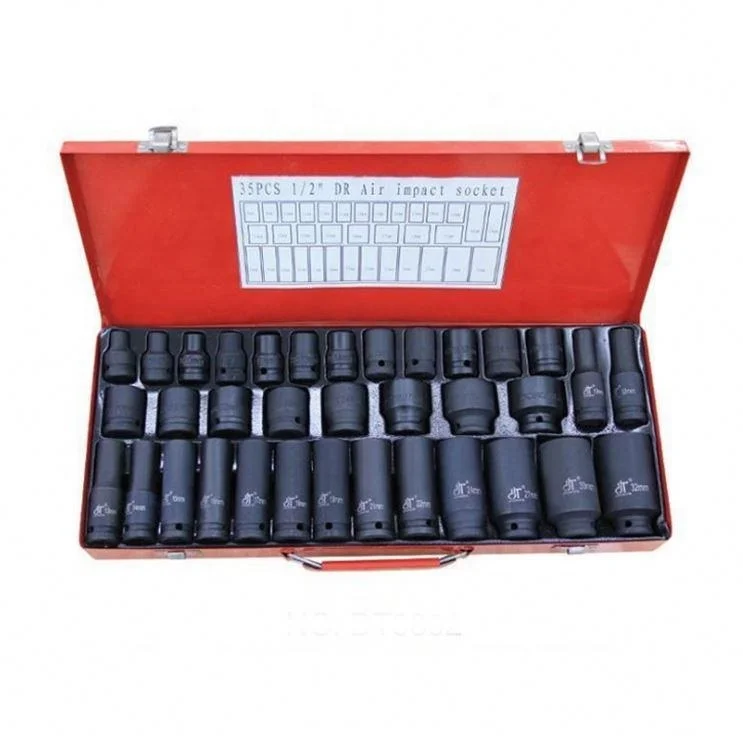 35 Pcs Tool Deep Air Impact King Metric 1/2 Wrench Sae Drive Powerfix Socket Set
