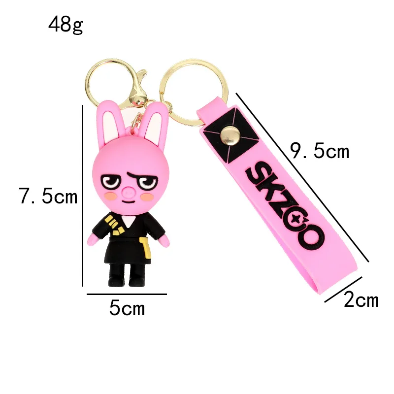 7 Styles Cartoon Kpop Bag Pendant PVC Keychains Wolf Rabbit Hyunjin Skzoos Stray Kids Keychain