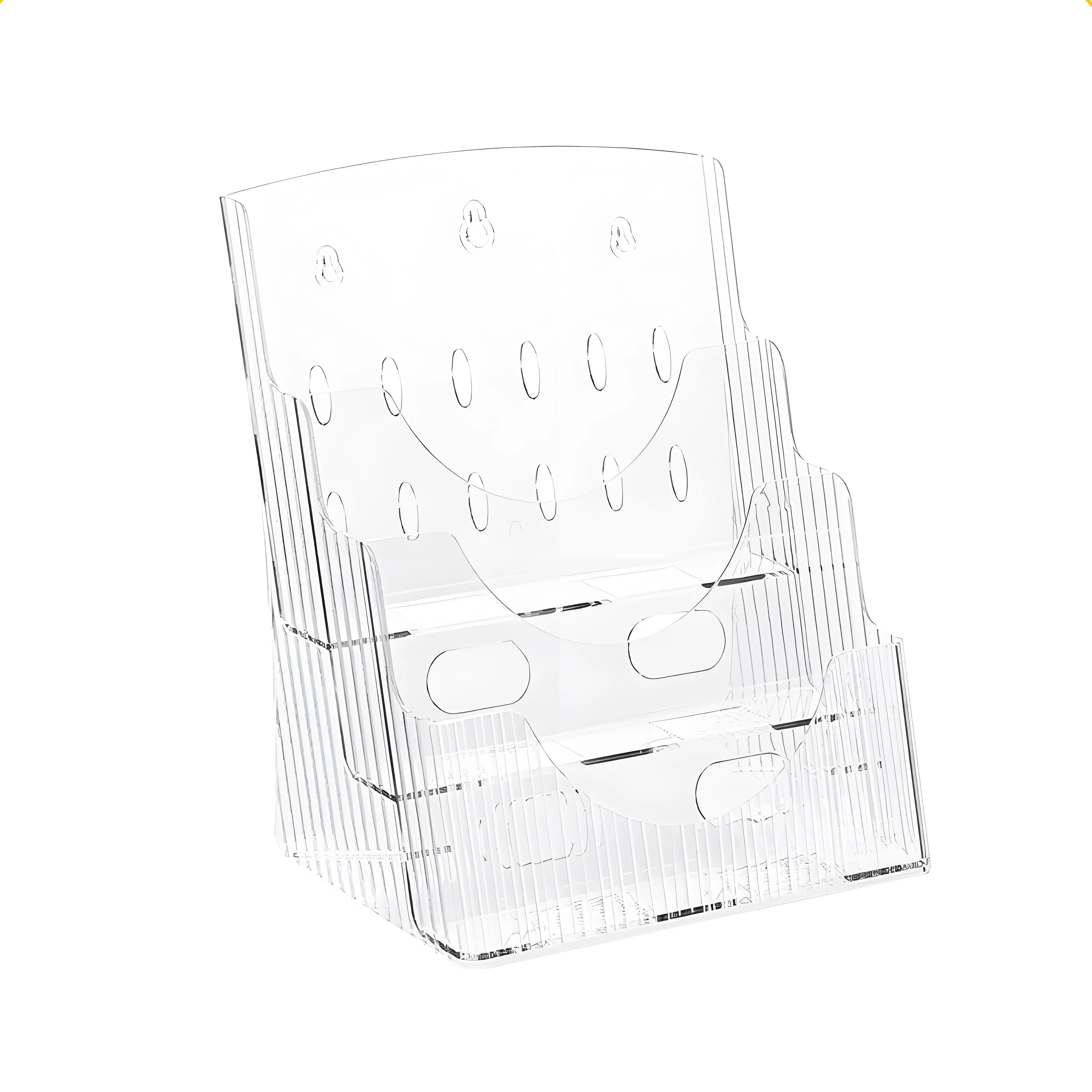 3 Tier Acrylic Brochure Holder, Clear Literature Organizer Magazine Rack for Wall or Workbench Brochure Display
