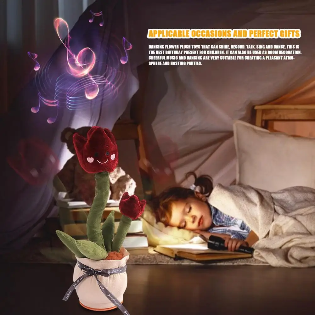 Electronic Dancing Singing Plant Plush Toy Talking Repeating Multifunction Tulip Flower Funny Toy Record Repeat Doll