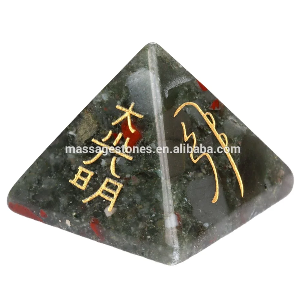 Natural healing therapy energy pyramid engraved africa blood stone pyramid