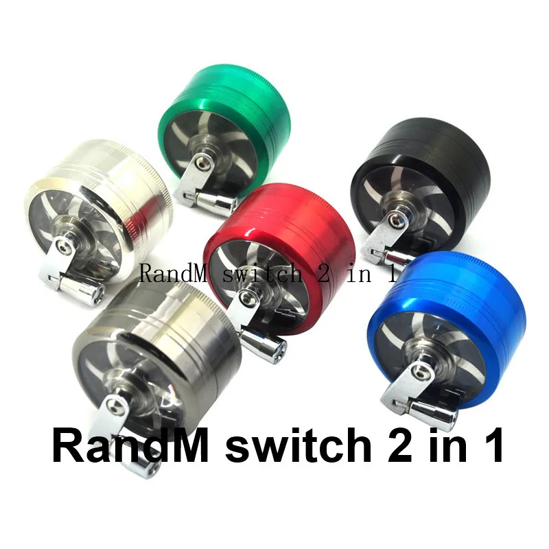 RandM Zinc Alloy switch 4 Layers  Metal Herb Grinder with 6 colors 2 in 1 metal gift box Wholesale Hand Grinder