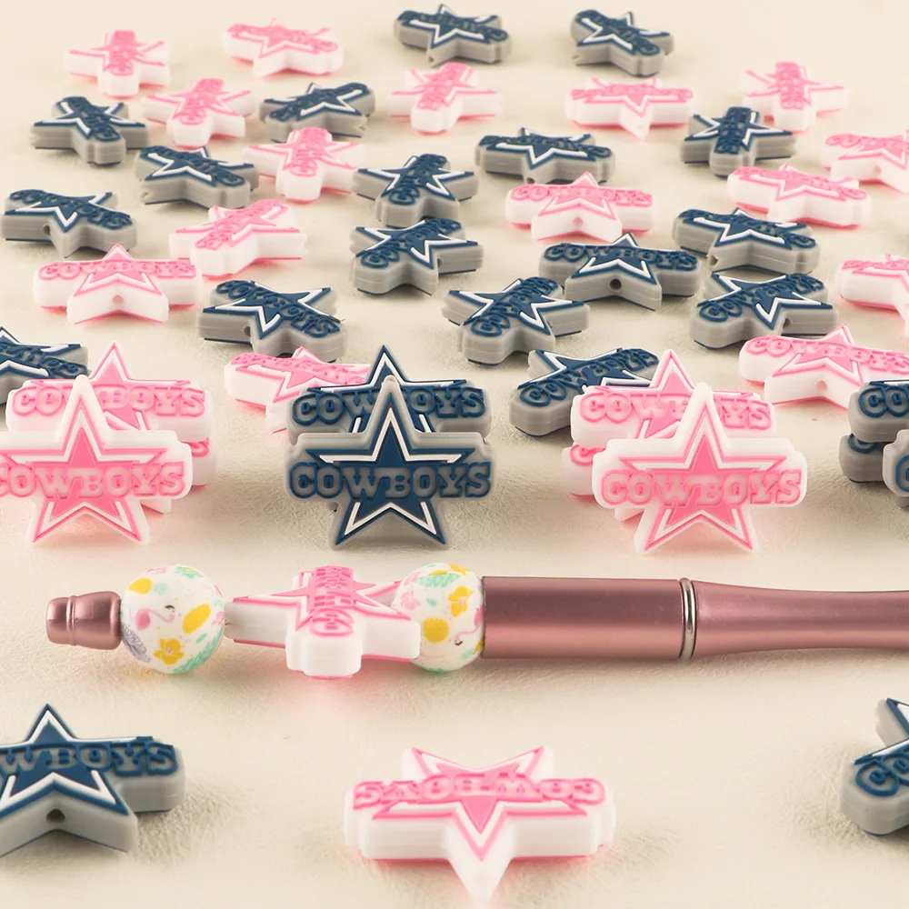 DIY Jewelry Food Grade Pendants Chew Basketball Game Gift Beaded Pen Silicone NFL American Football Sports Bow Focal Beads