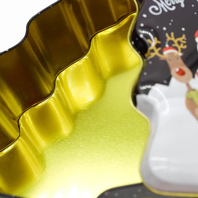 Decorative Christmas tree cookies tin box custom boxes with logo gift metal box packaging