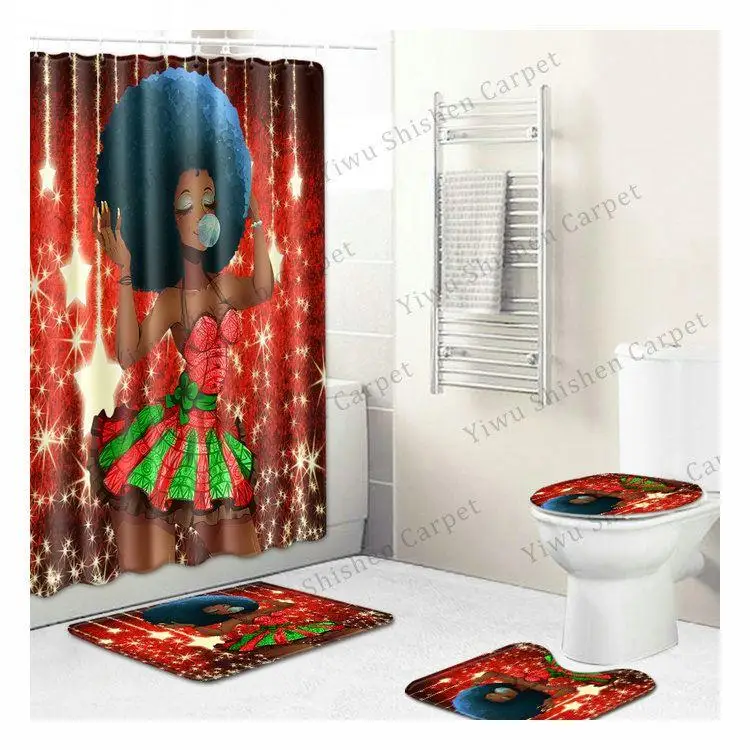 Рождественская декоративная тканевая занавеска для ванной комнаты и душа для девочки