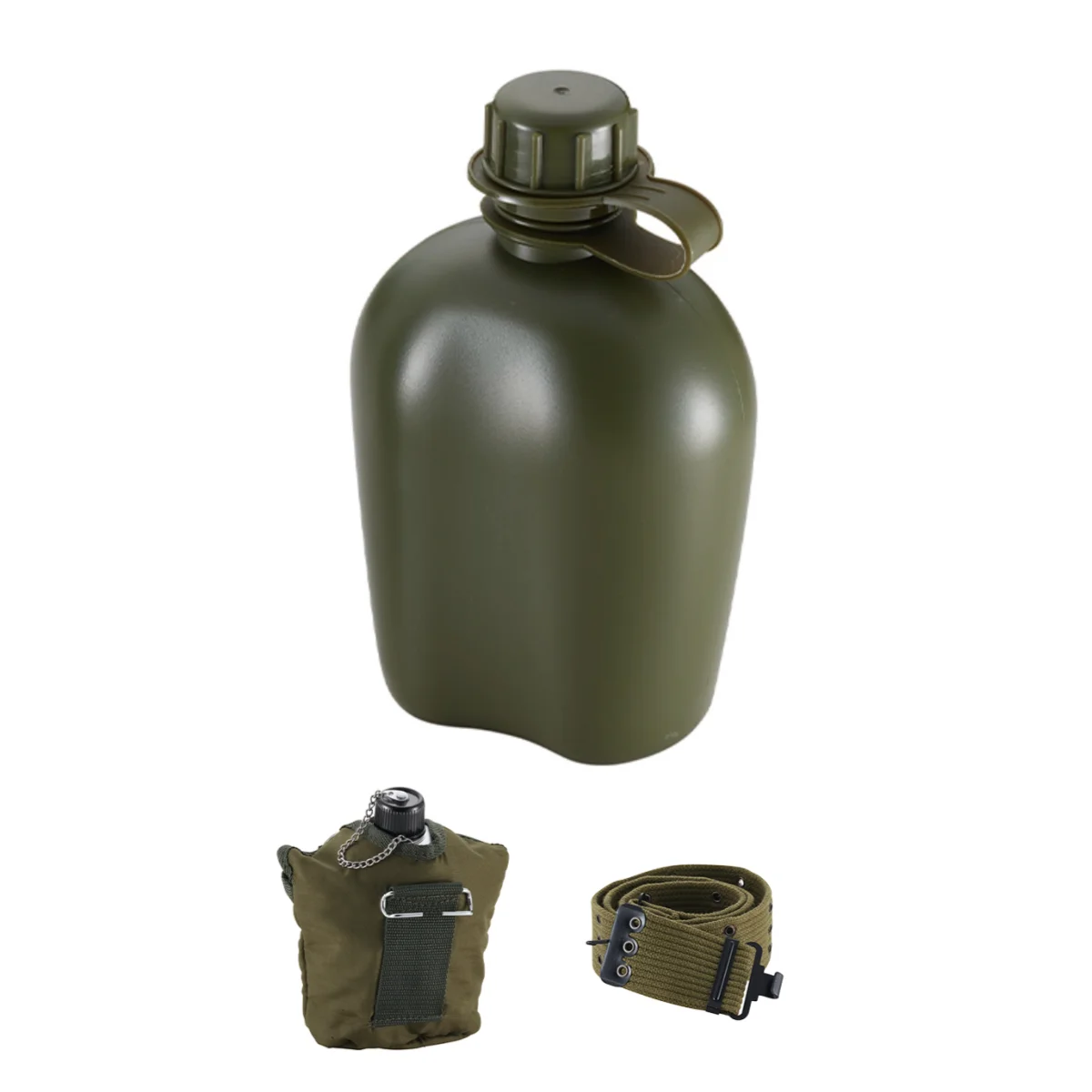 Hot Selling OEM Army Green Camping Canteen Kit Portable Plastic Canteen Cup With Bag
