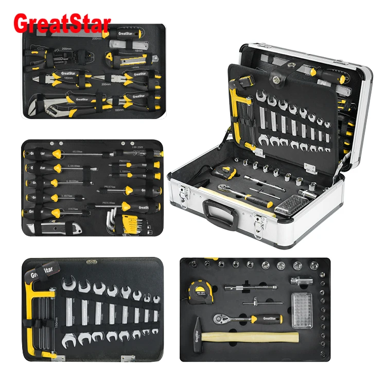 119PC Aluminum Suitcase Hand Tool Kit Set Household Tool Sets tool kit for home