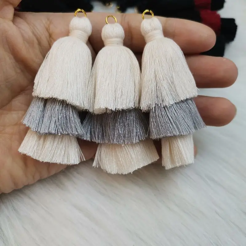 NANA high quality wholesale 7cm long 3 layers cotton tassel fringe
