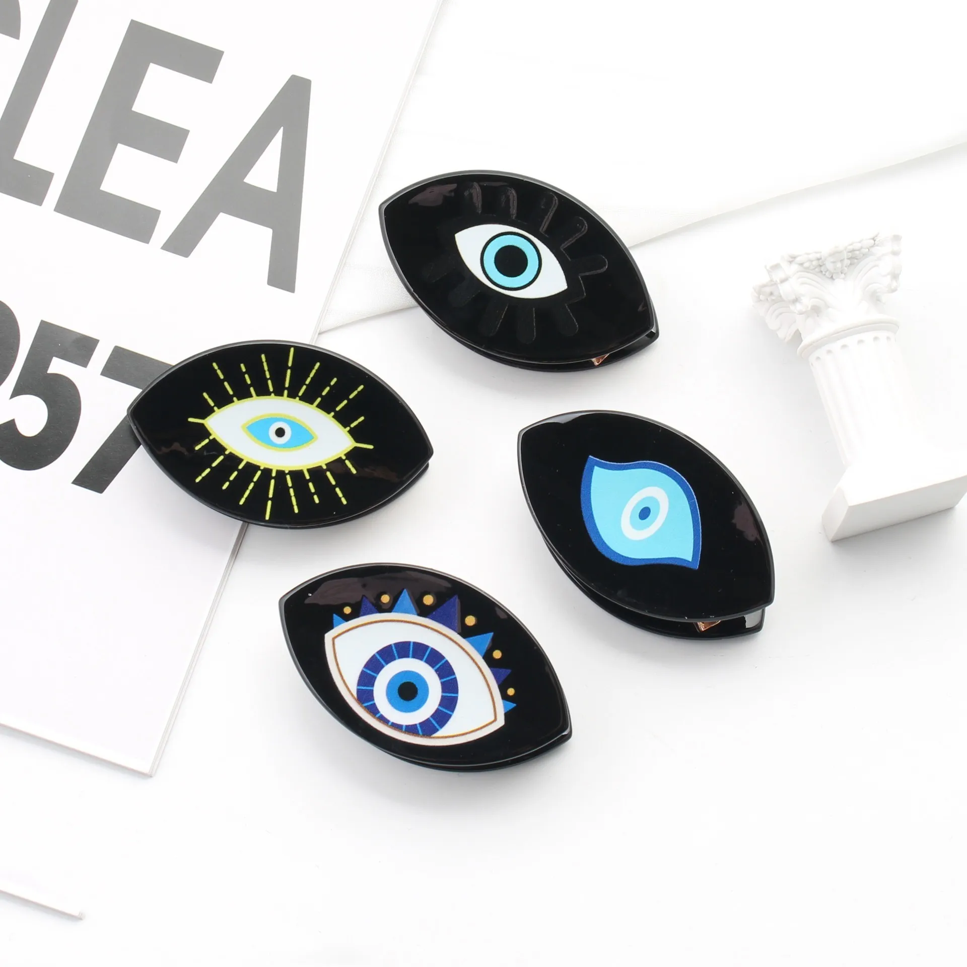 Hair Clamps and Hair Claw Clip about acetic acid hot- Selling INS Style lucky or devil eyes for fashion lady