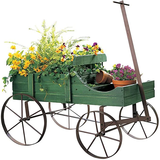 Wholesale Wagon Planter Decorative Garden Backyard Planter Indoor Outdoor Flowers Wagon