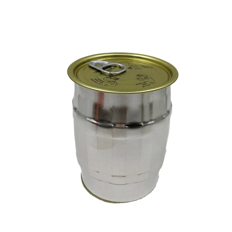 Drum-Shaped Coconut Oil Milk and Candle Tin Cans Recyclable Metal Tinplate SIO Certified for Industrial Packaging Food Use