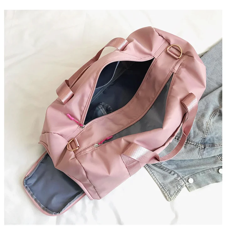 
Sport Gym Bag Pink Waterproof Tote Travel Duffel with Wet Dry Separation Shoe Compartment 