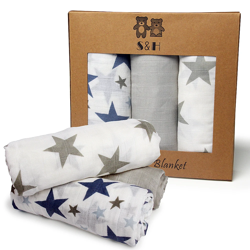 breathable super soft animals print bamboo muslin swaddle blanket