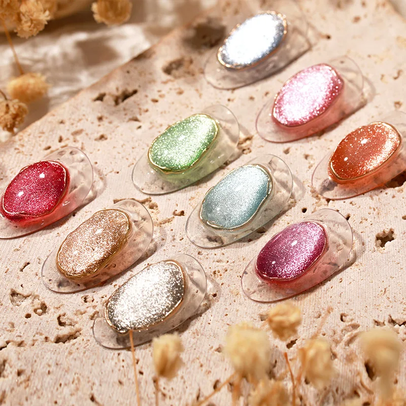 Shiny 9D Cat Eye Nail Gel Polish Magnetic Colorful Nail Art Polish Bright Silver Enamel Lacquer Soak Off UV Gel Varnish
