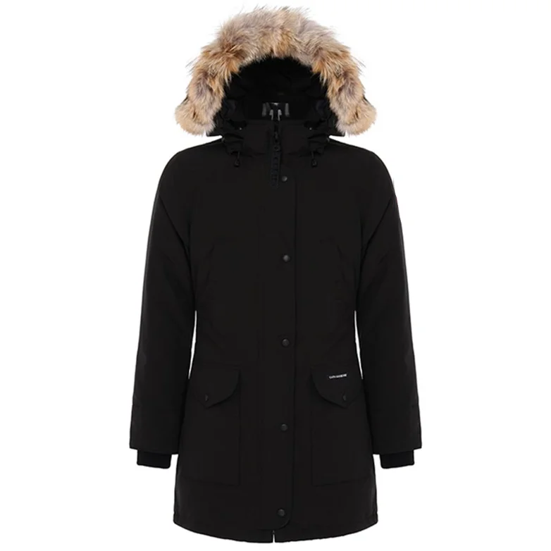 Canada Ladies Goose Duck Down Long Coat Winter Goose Down Coats Women Jacket Parka Coat with Hood (black)