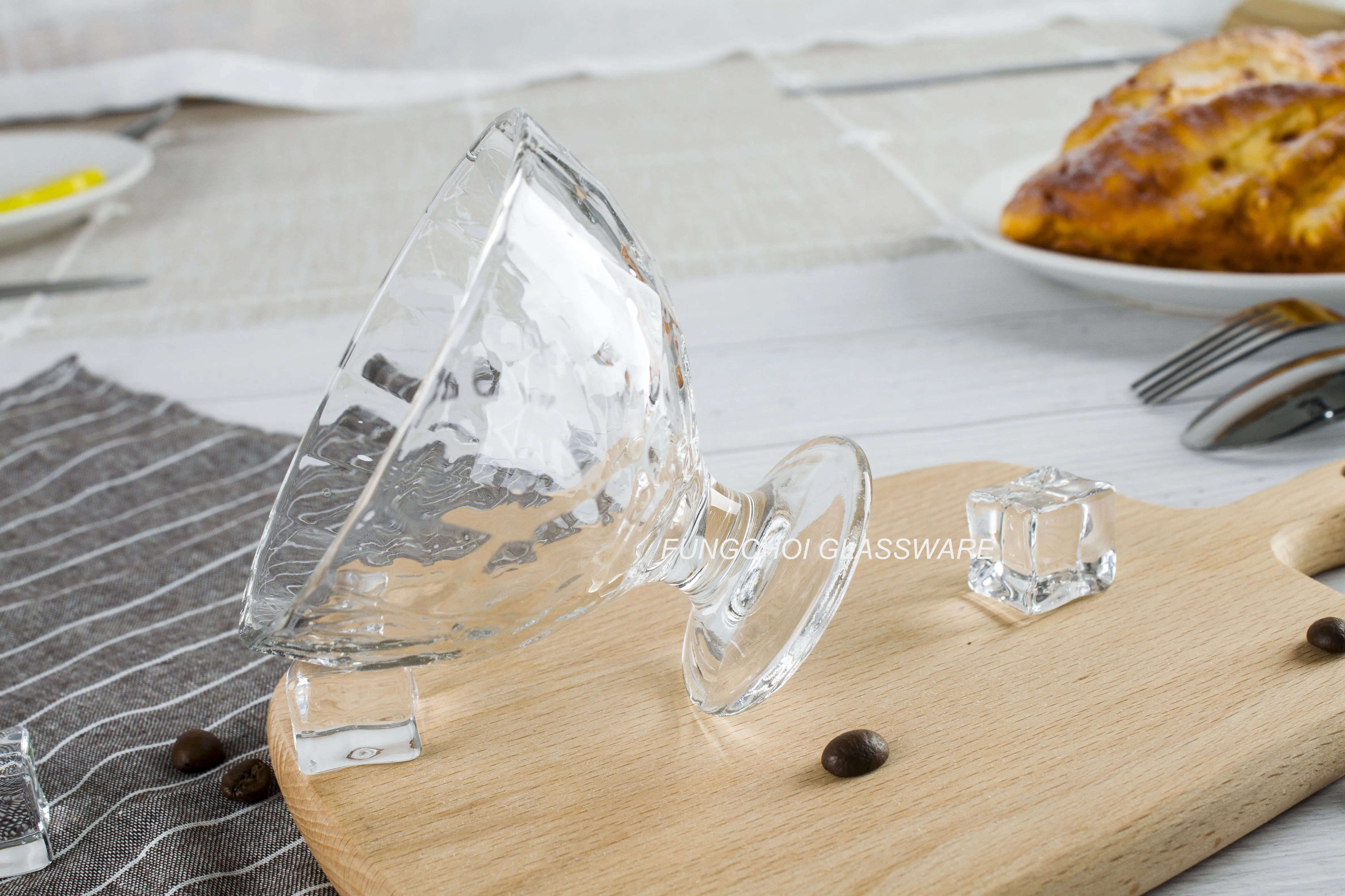 4.7oz 140ml transparent diamond cutting shape design freeze safe ice cream glass bowl for dessert