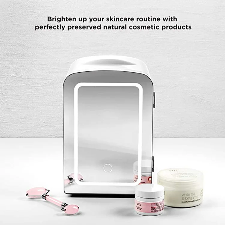 4L Mini Desktop Refrigerator Wholesale Mirror Door Cosmetics Mini Refrigerator