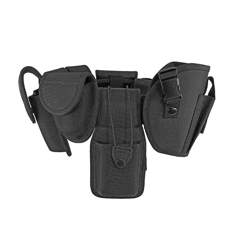 10 in 1 Nylon Men Tactical Security Comfort Belt with Tool Pouches Molded Utility Duty Belt