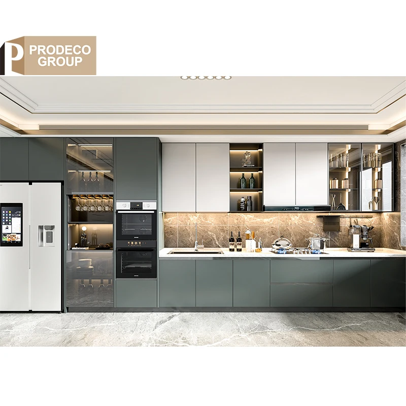 Prodeco Furniture Local Indoor Maple Dark Blue Kitchen Cabinets with Island for Project