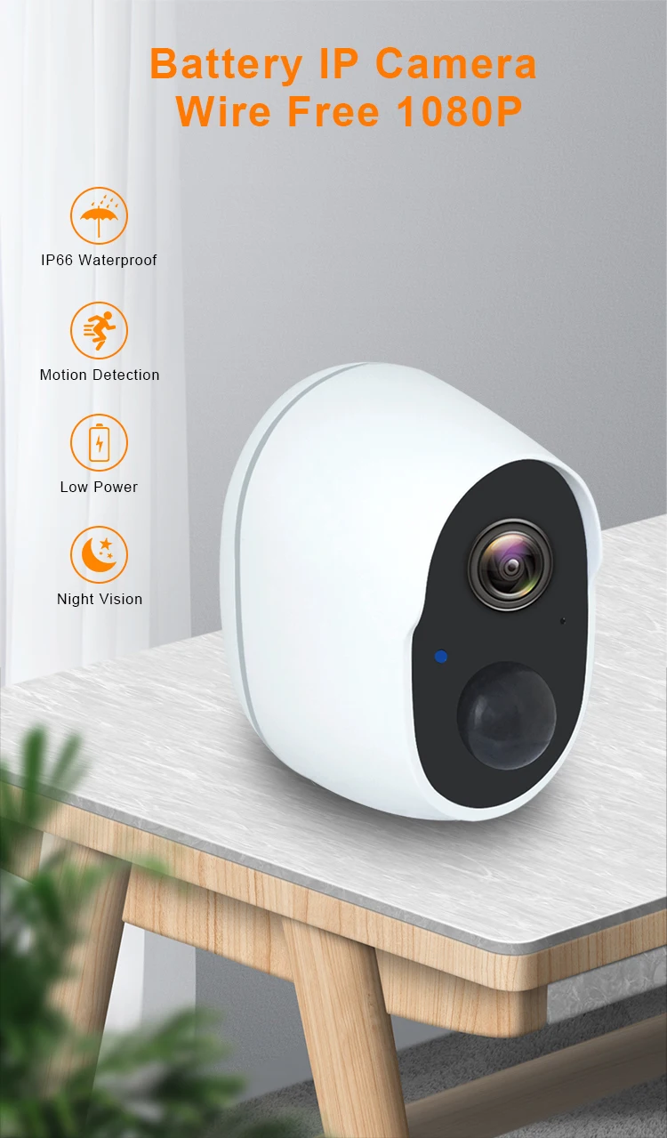 Wireless Home Security HD 1080P Camera Rechargeable Battery Updated PIR Camera With WIFI AP Hotspot Camera SD Card Cloud Storage