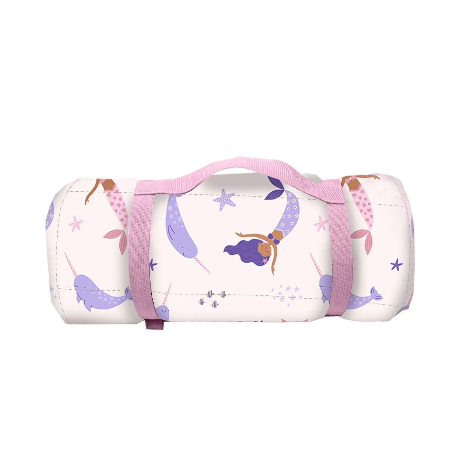 Custom Mermaid Pattern Extra Large Rolled Napping Mats,Slumber Bags for Kids Sleeping Toddler Nap Mat With Pillow and Blanket