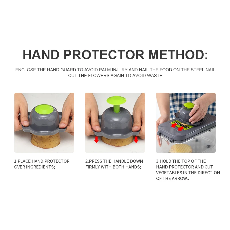 OOU Factory Direct Sale Multi-Function Handle 22 Pieces Set Vegetable Slicer And Chopper Cutter