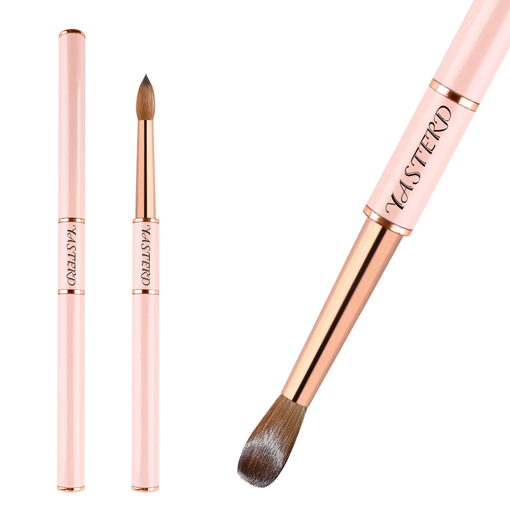 Высококачественные розовые 100% чистые акриловые кисти Kolinsky с логотипом на заказ, обжимные кисти размером 12 14 16 18 с коробкой для маникюрной пудры