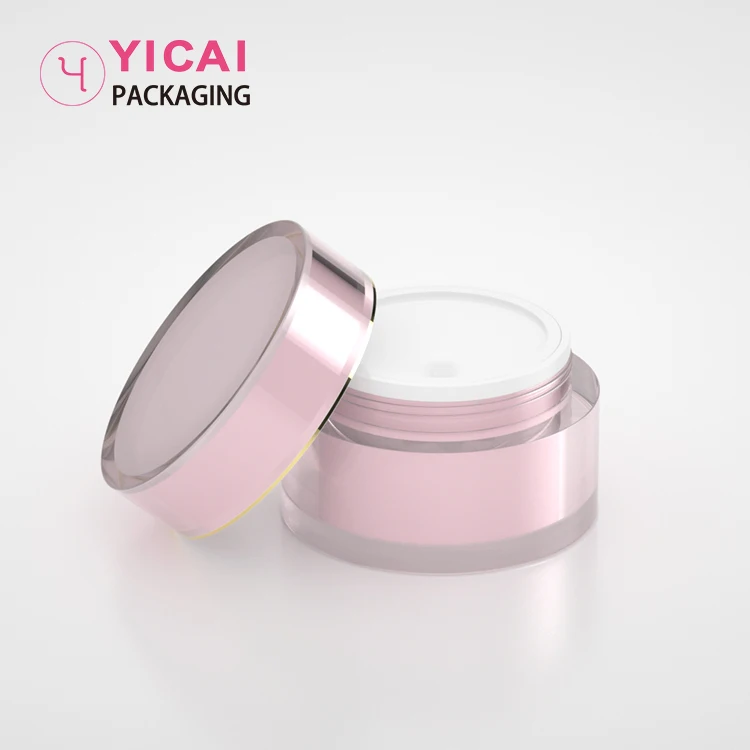 Empty Luxury Acrylic Skincare Plastic Double Wall Cosmetic Face Cream Plastic Jars With Lids Packaging 5g 10g 20g 30g 50g