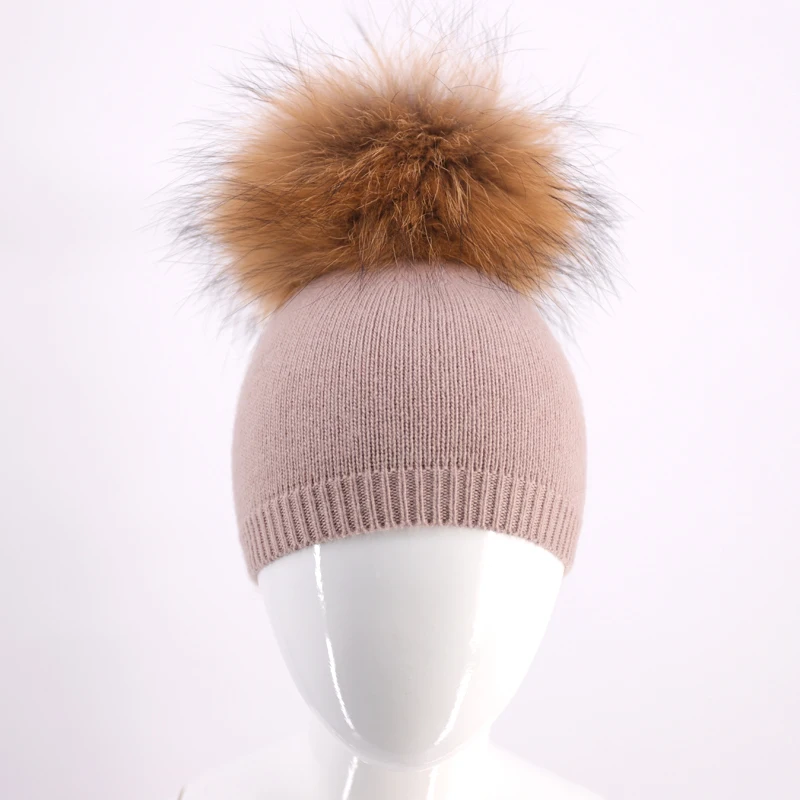 Wholesale Retail Baby Winter Fur Hat Pom Pom Decoration Beanie Hat