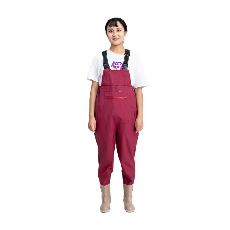 Good quality Waterproof PVC women fishing  waders with PVC rain boots