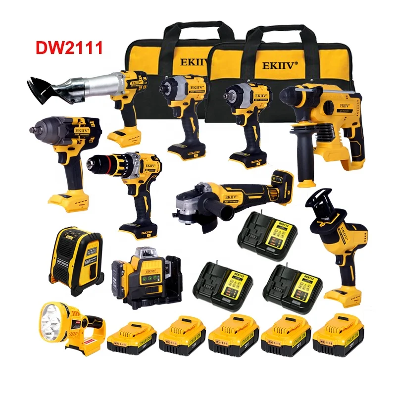 EKIIV NEW Complete Multi Function Tools set 4ah 5ah 6ah 20v Max 15-Tool Lithium Ion Cordless Combos Kits