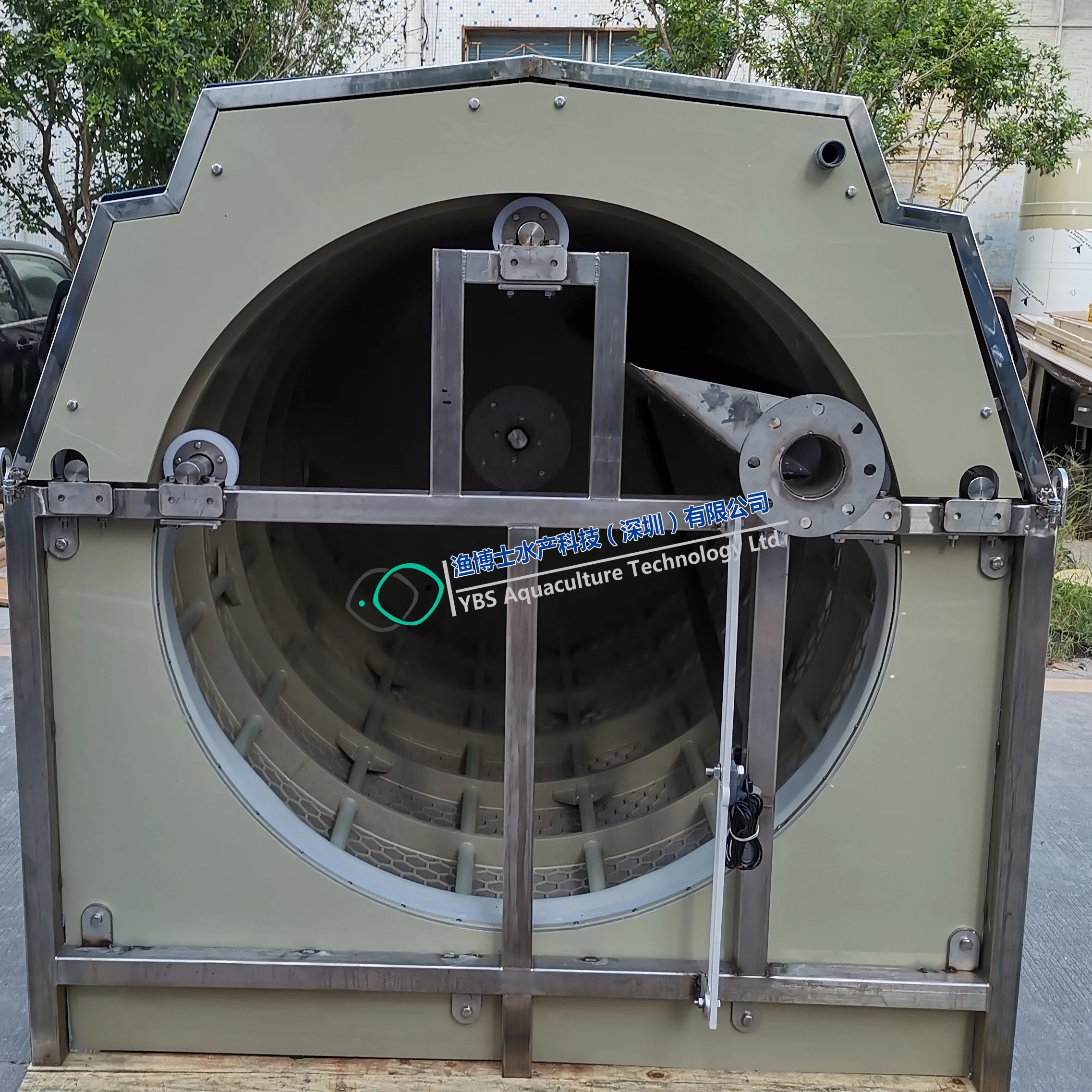 316 stainless steel open channel drum filter for the Tilapia mossambica grow out RAS