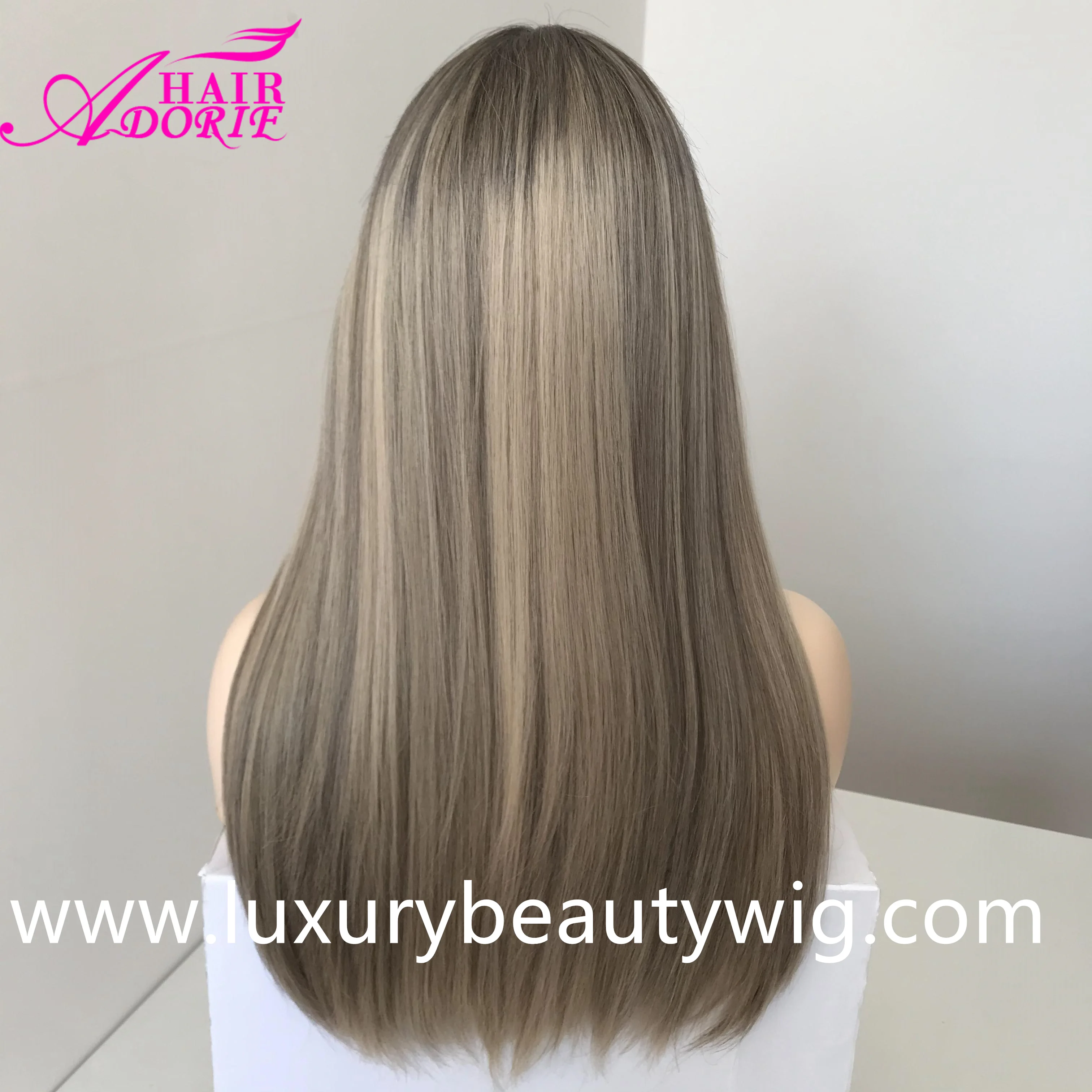 LB100  Ashy Blonde Swiss lace Vigin Human European Russian Hair  kosher Jewish Top Lace Wig