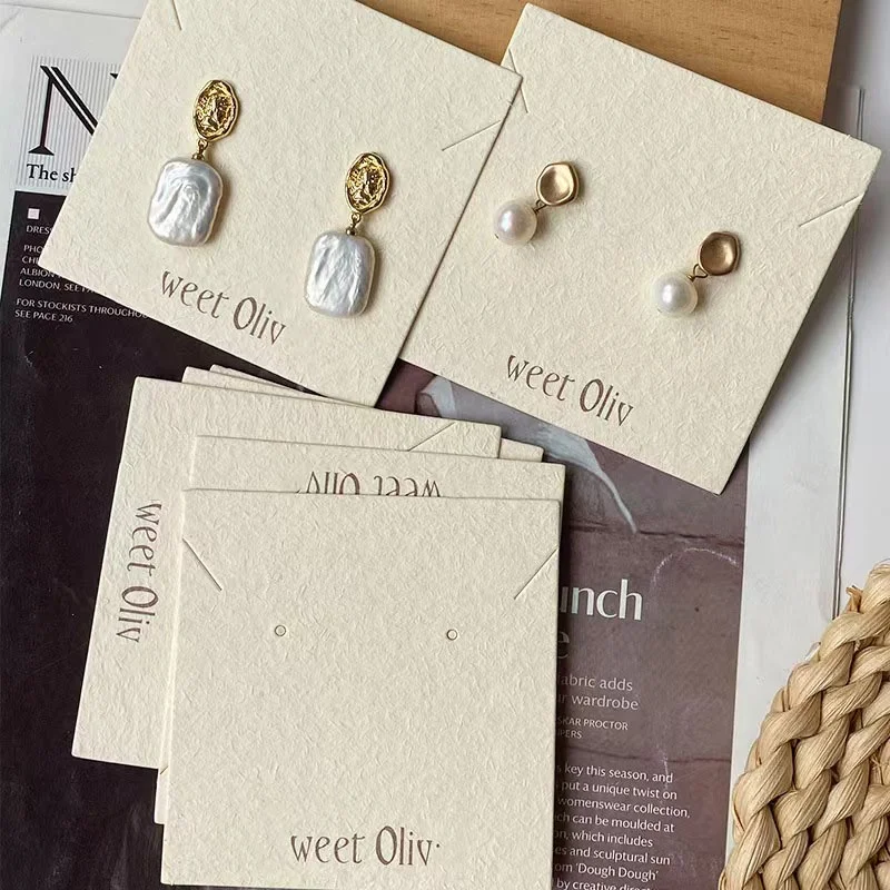 Wholesale Stock Pendant Storage Jewelry Display Paper Card with Custom Embossed Logo Necklace Ring Earring card