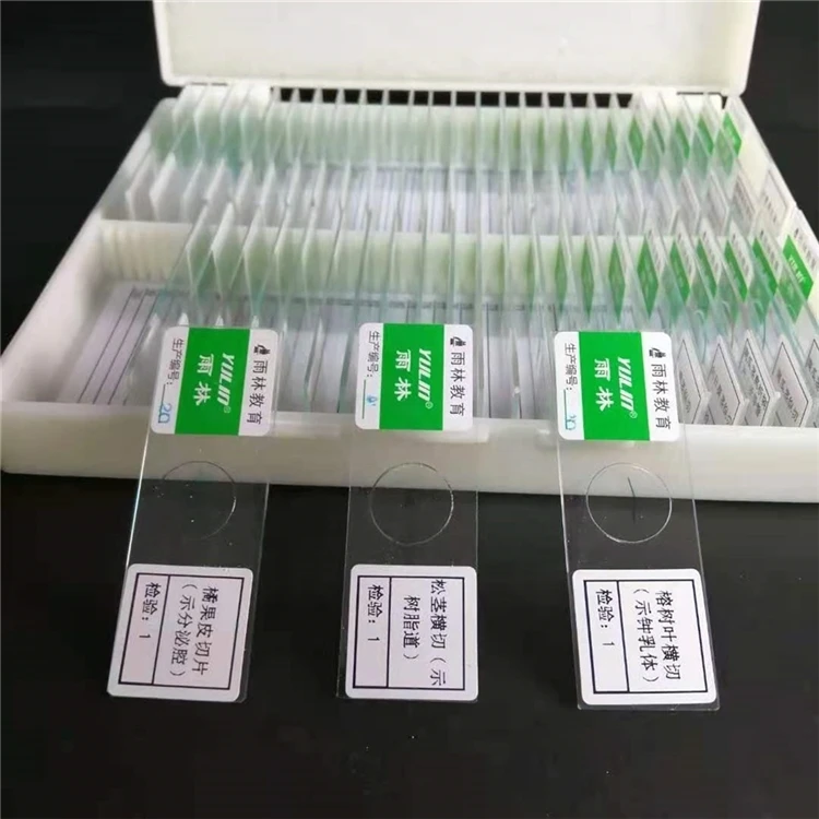 Factory Lab 50 Pcs / Set Human Animal Histology Prepared Slides Glass Microscope for Teaching in Plastic case
