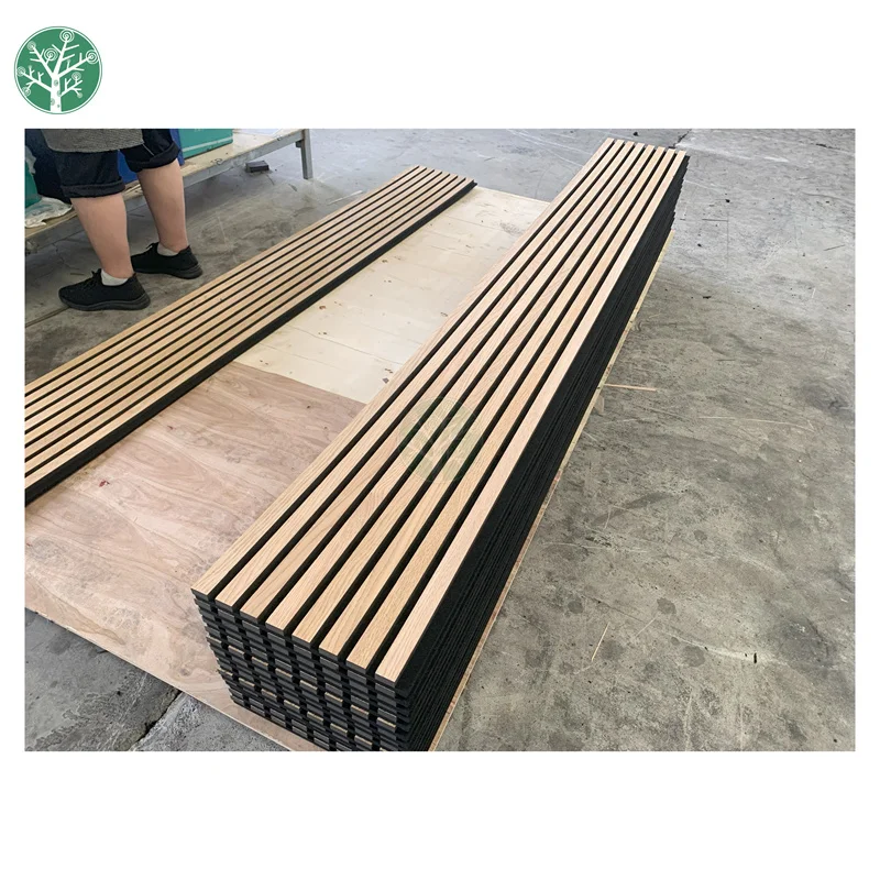 Haoran Wall Decoration Akupanel 3D Design Interior Acoustic Panel Wooden Sound Isolation Acoustic Slat Wall Panels