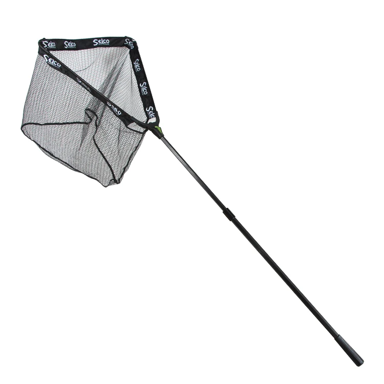 Selco Podrywka Rubber Coating Net+Al Head 60*60Cm  Net Depth 55Cm Hexagon Handle Carbon Fiber Landing Net