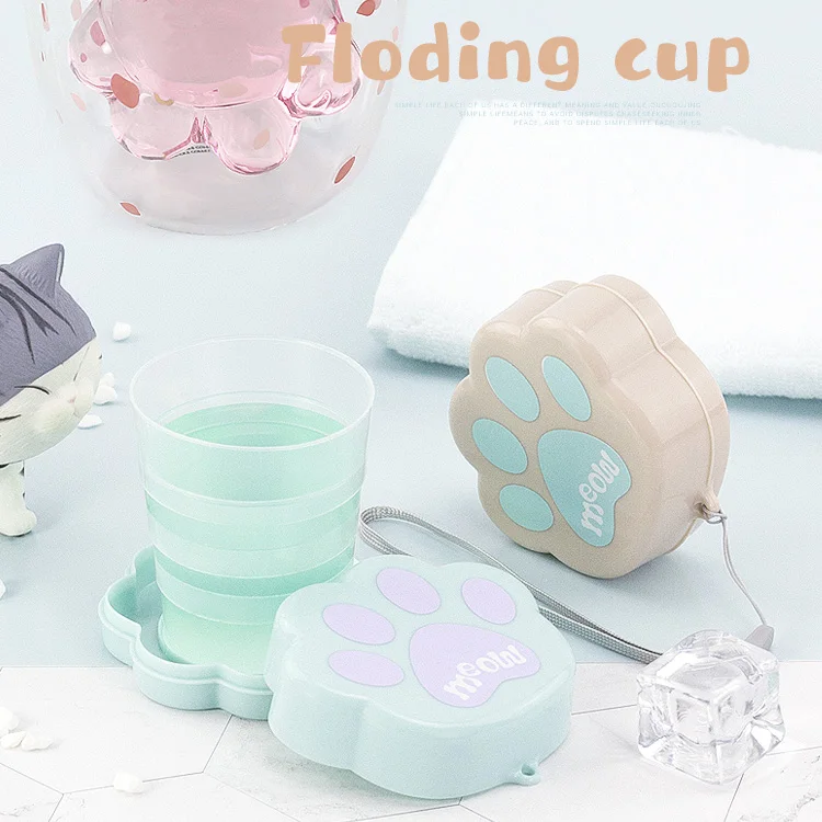 Оптовая продажа, Экологически чистая портативная пластиковая телескопическая чашка в форме кошачьей лапы