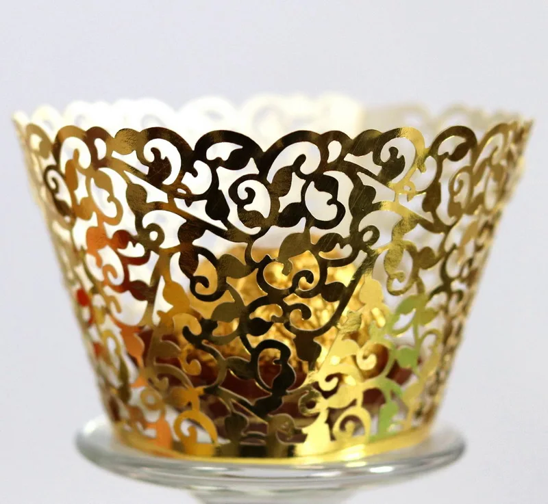 Laser Cut Wedding Crown Cupcake Wrappers Muffin Paper Baking Cake Cups Decoration