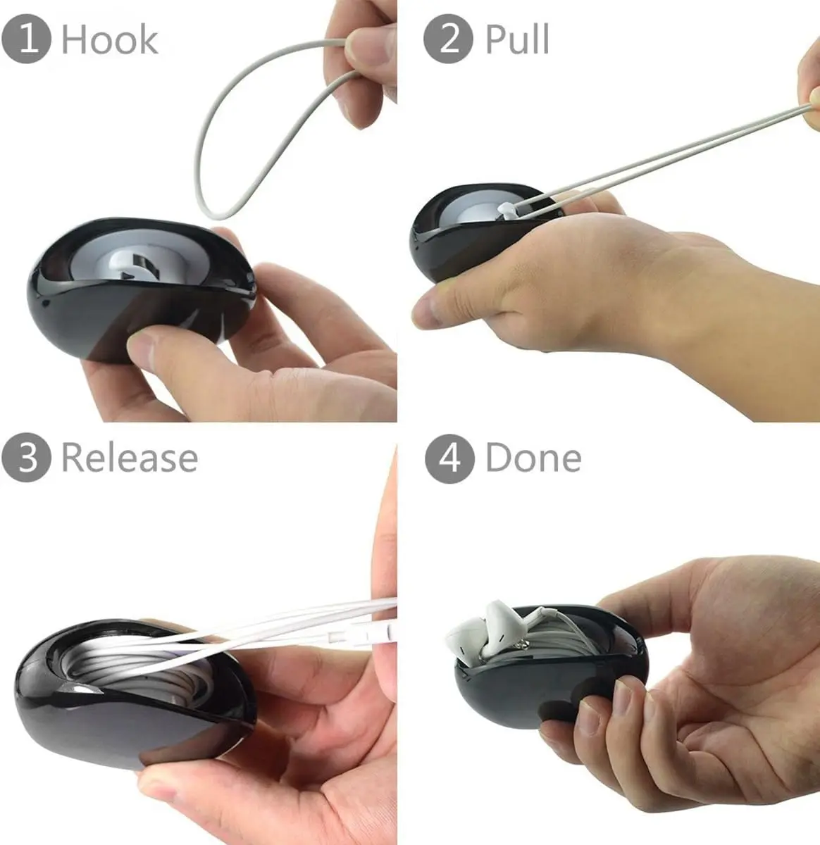 AUTOMATIC Cord Winder Wire spring Retractable Cord Organizer for USB Cables Headphone Cable Data Charging Cable and Other Cords