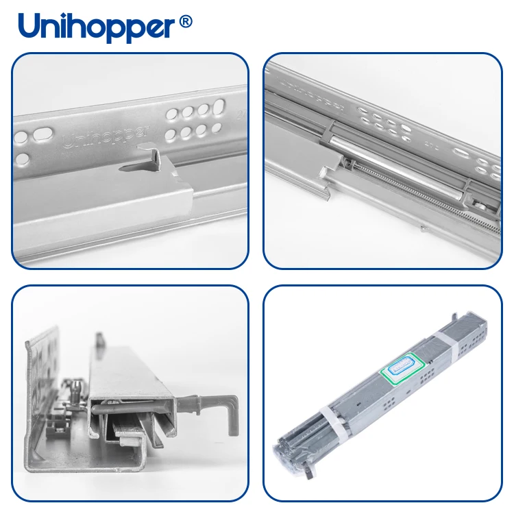 Unihopper 3 Fold Channel Adjustable Hidden Telescopic Rails Soft Close Undermount Concealed Drawer Slide