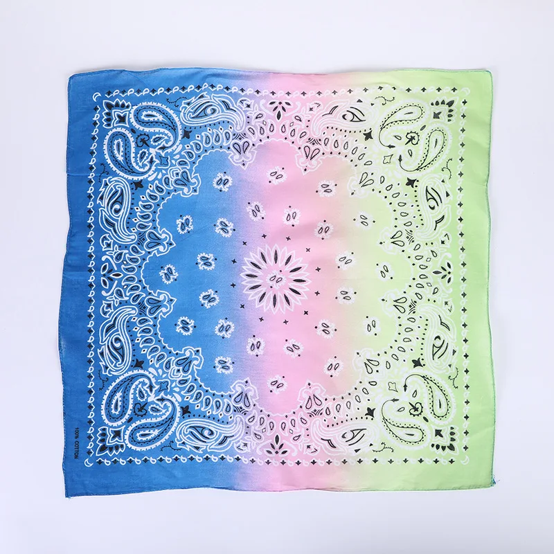 Wholesale Printed Customize Gradient Bandana Multifunction 100% Cotton Outdoor Sport Sunshade Square Bandanas Paisley Turban